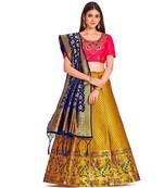 mustard art silk semi stitched zari woven Choli & lehenga ghagra with dupatta