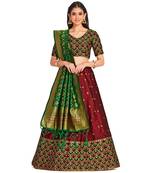 maroon art silk semi stitched zari woven Choli & lehenga ghagra with dupatta