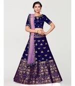 blue art silk semi stitched zari woven Choli & lehenga ghagra with dupatta