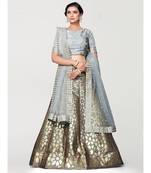 grey art silk semi stitched zari woven Choli & lehenga ghagra with dupatta