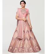 pink art silk semi stitched zari woven Choli & lehenga ghagra with dupatta