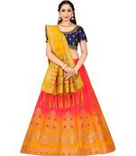 pink art silk semi stitched zari woven Choli & lehenga ghagra with dupatta
