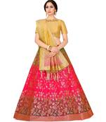 pink art silk semi stitched zari woven Choli & lehenga ghagra with dupatta