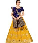 gold art silk semi stitched zari woven Choli & lehenga ghagra with dupatta