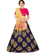 blue art silk semi stitched zari woven Choli & lehenga ghagra with dupatta