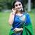 GREEN WITH ROYAL BLUE Banarasi Sarees COMBINATION AND ROYAL BLUE BLOUSE