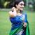GREEN WITH ROYAL BLUE Banarasi Sarees COMBINATION AND ROYAL BLUE BLOUSE