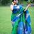 GREEN WITH ROYAL BLUE Banarasi Sarees COMBINATION AND ROYAL BLUE BLOUSE