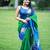 GREEN WITH ROYAL BLUE Banarasi Sarees COMBINATION AND ROYAL BLUE BLOUSE