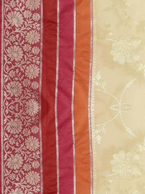 Beige silk woven saree with blouse 3