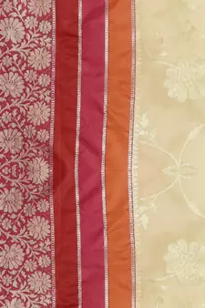 Beige silk woven saree with blouse
