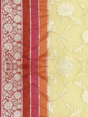 Gold silk woven saree with blouse 3