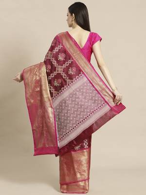 Magenta Art Silk woven saree with blouse 2
