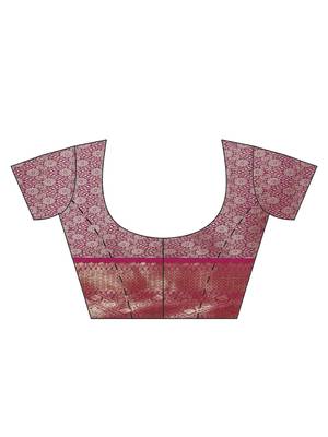 Magenta Art Silk woven saree with blouse 5