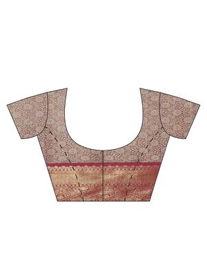 Maroon Art Silk woven saree with blouse 5