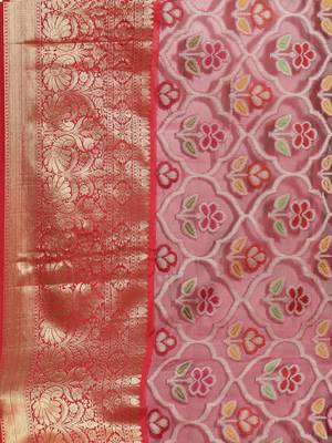 Magenta Art Silk woven saree with blouse 3