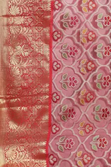 Magenta Art Silk woven saree with blouse