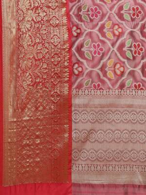 Magenta Art Silk woven saree with blouse 4