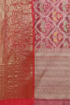Magenta Art Silk woven saree with blouse