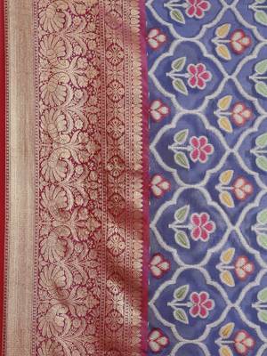 Blue Art Silk woven saree with blouse 3