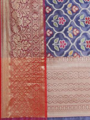 Blue Art Silk woven saree with blouse 4