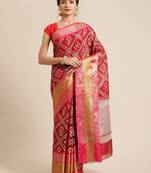Maroon Art Silk woven saree with blouse