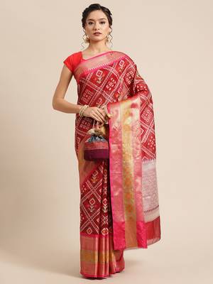 Maroon Art Silk woven saree with blouse 4