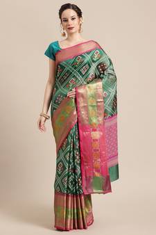 Green Art Silk woven saree with blouse
