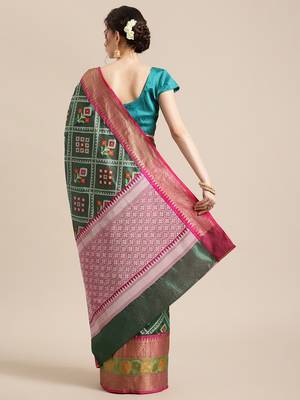 Green Art Silk woven saree with blouse 2
