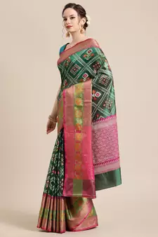 Green Art Silk woven saree with blouse