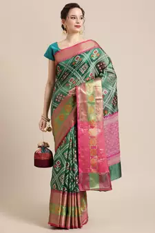 Green Art Silk woven saree with blouse