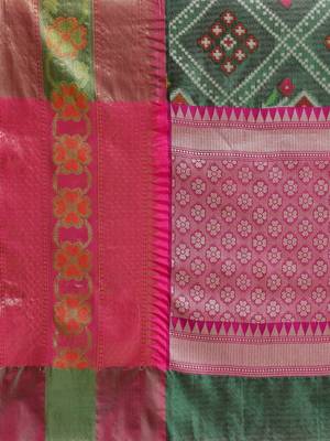 Green Art Silk woven saree with blouse 5