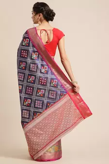BLUE Art Silk woven saree with blouse
