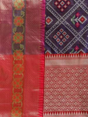 BLUE Art Silk woven saree with blouse 5