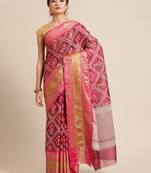 Magenta Art Silk woven saree with blouse