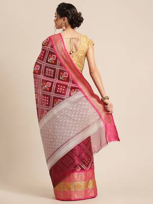 Magenta Art Silk woven saree with blouse 2