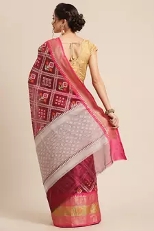Magenta Art Silk woven saree with blouse
