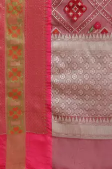 Magenta Art Silk woven saree with blouse
