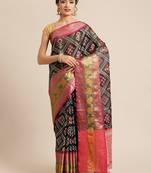 Black Art Silk woven saree with blouse
