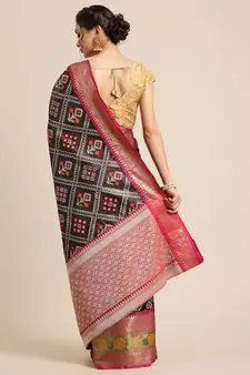 Black Art Silk woven saree with blouse