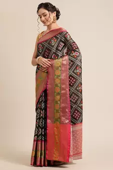 Black Art Silk woven saree with blouse