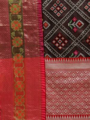 Black Art Silk woven saree with blouse 5