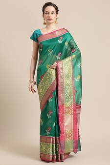 Green Art Silk woven saree with blouse