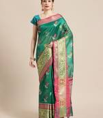 Green Art Silk woven saree with blouse