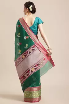 Green Art Silk woven saree with blouse