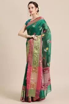 Green Art Silk woven saree with blouse