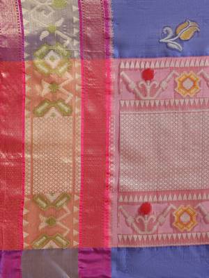BLUE Art Silk woven saree with blouse 5