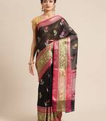 Black Art Silk woven saree with blouse