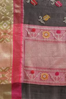 Black Art Silk woven saree with blouse