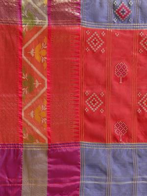 BLUE Art Silk woven saree with blouse 5